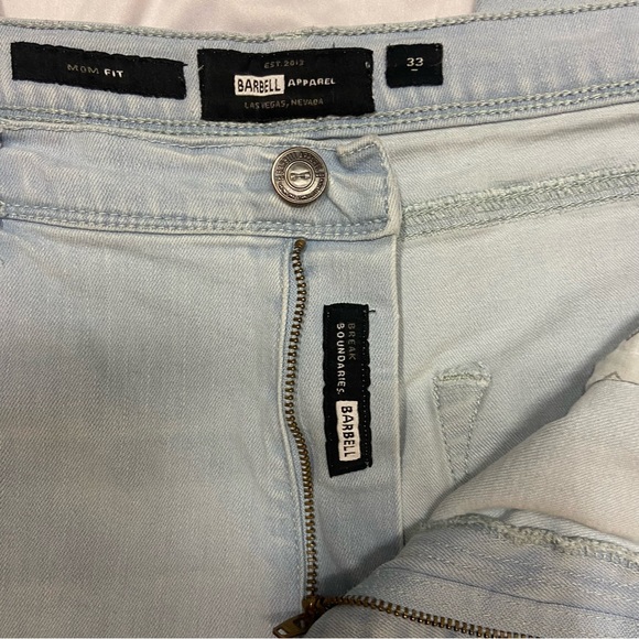 Barbell Apparel Fit Mom Jeans Stretch High Waist Light Washed Blue Size 33 - Picture 2 of 9